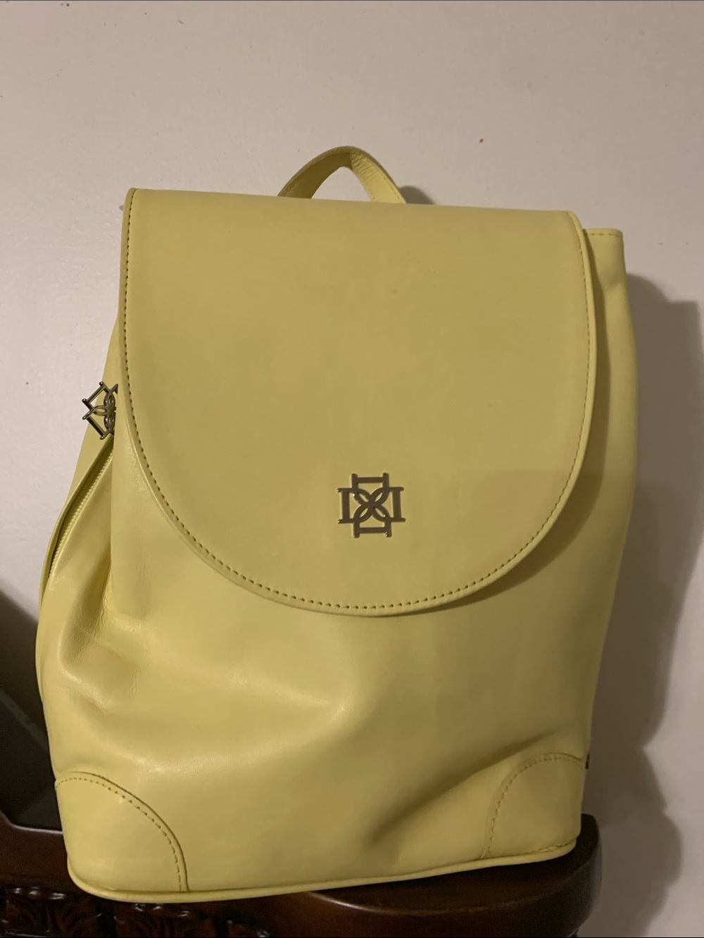 Yellow Women's Flap Backpack with Logo Accent